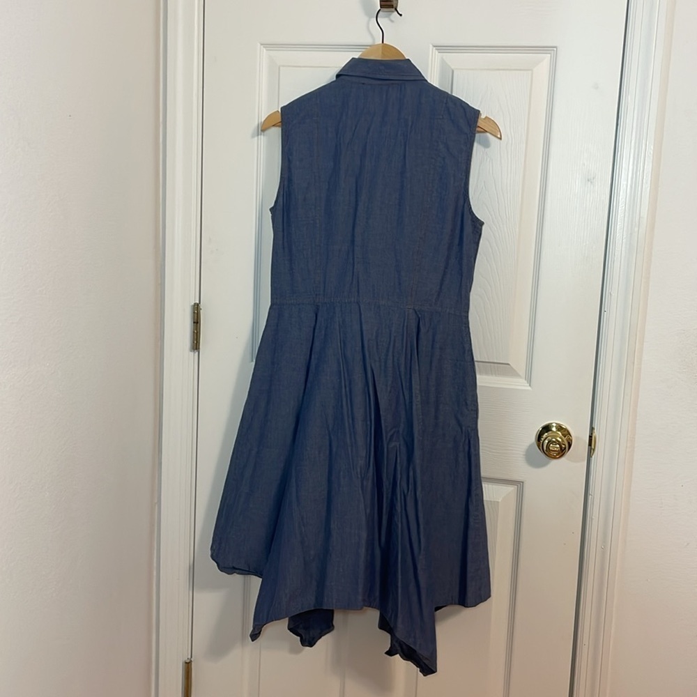 Chetta B Western Blue Chambray Sleeveless handkerchief dress, cotton, 10 - Picture 6 of 6